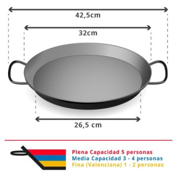 Paella inox inducción 32 cm para 3-5 personas Paelleras inducción