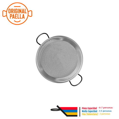 Paellera de acero pulido para 6 personas