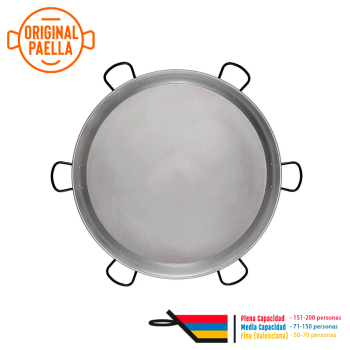 Paellera para 200 personas de acero pulido resistente
