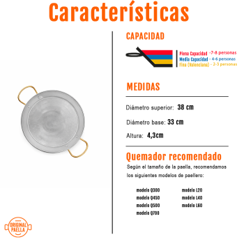 paella inox 5-8 personas características