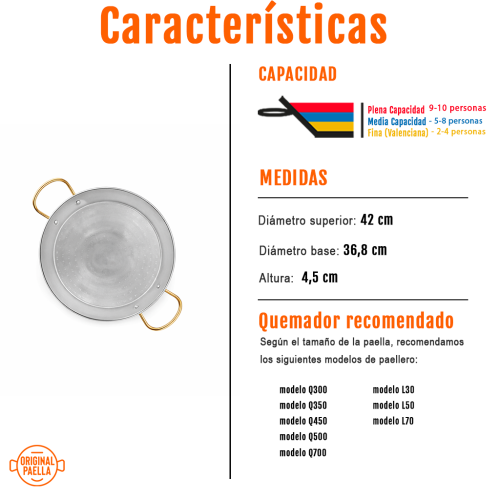 paella inox 42 cm características