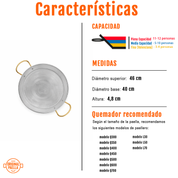 paella inox46 cm características