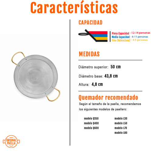 paella inox 50 cm características