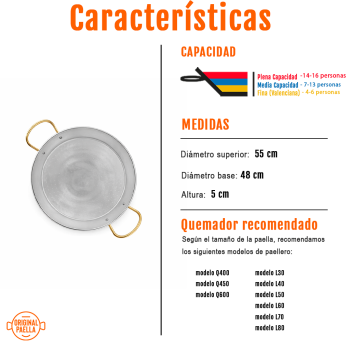 paella inox 55cm características