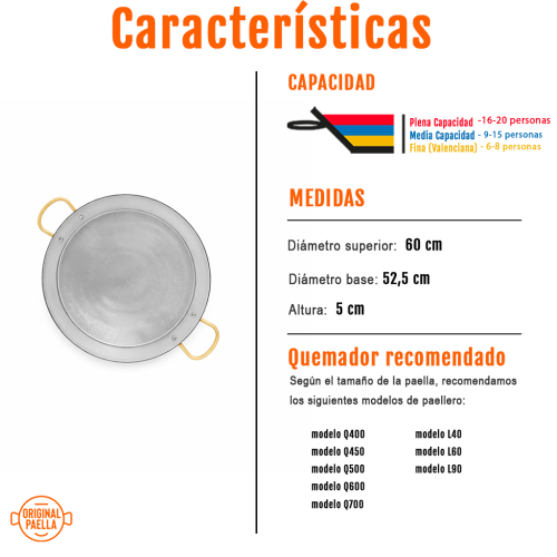 paella inox 60 cm características