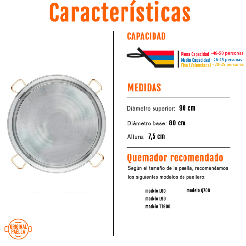 paella inox 90cm características