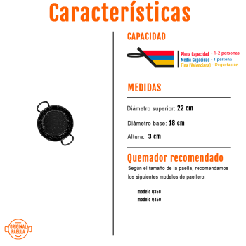 paelleras esmaltadas 22cm características