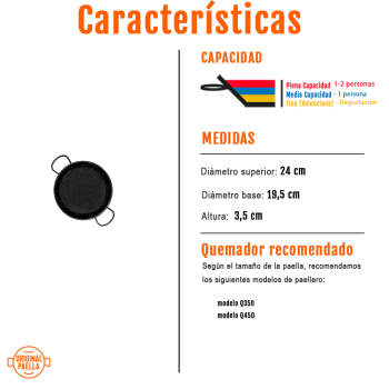Paella esmaltada de 24 cm características
