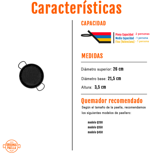 paella esmaltada 26 cm características