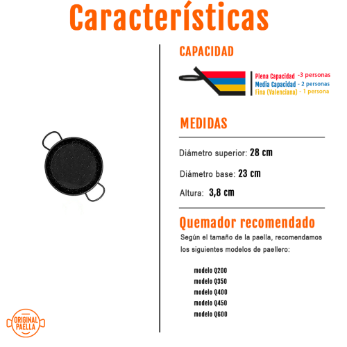 Paella esmaltada 28cm características