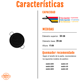 Paella esmaltada -34 cm características
