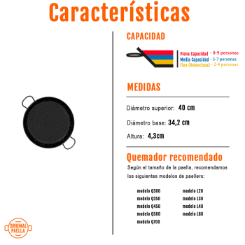 Paella esmaltada - 40 cm características