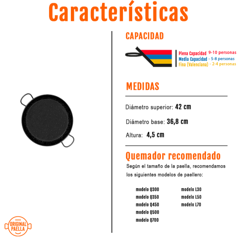 paella esmaltada - 42 cm características