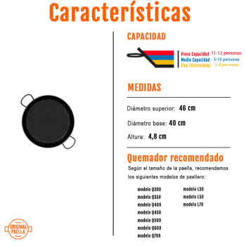 Paella esmaltada - 46 cm características