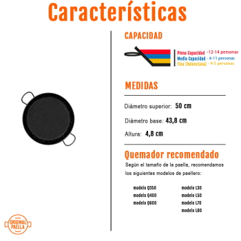 Paella esmaltada - 50 cm características