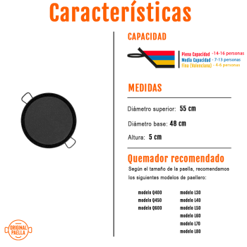Paella esmaltada - 55 cm características