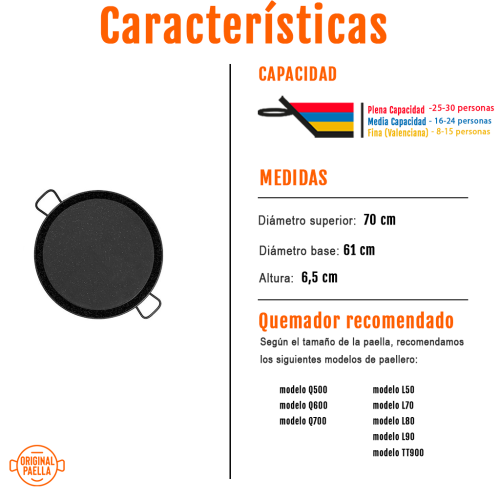 Paella esmaltada - 70 cm características