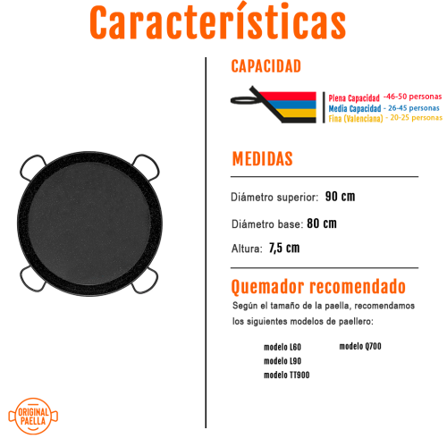 paellera esmaltada 90 cm características