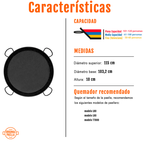 Paella esmaltada - 115 cm características