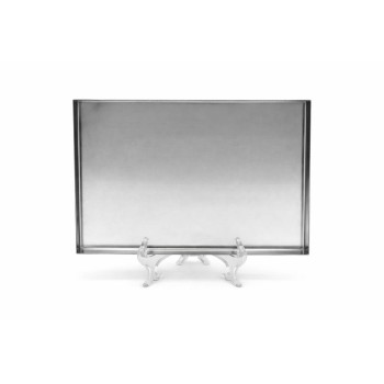 llauna rectangular de acero inoxidable en soporte