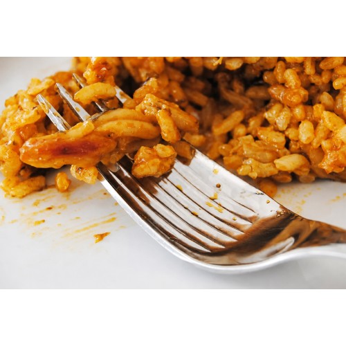 Tenedor de arroz en uso