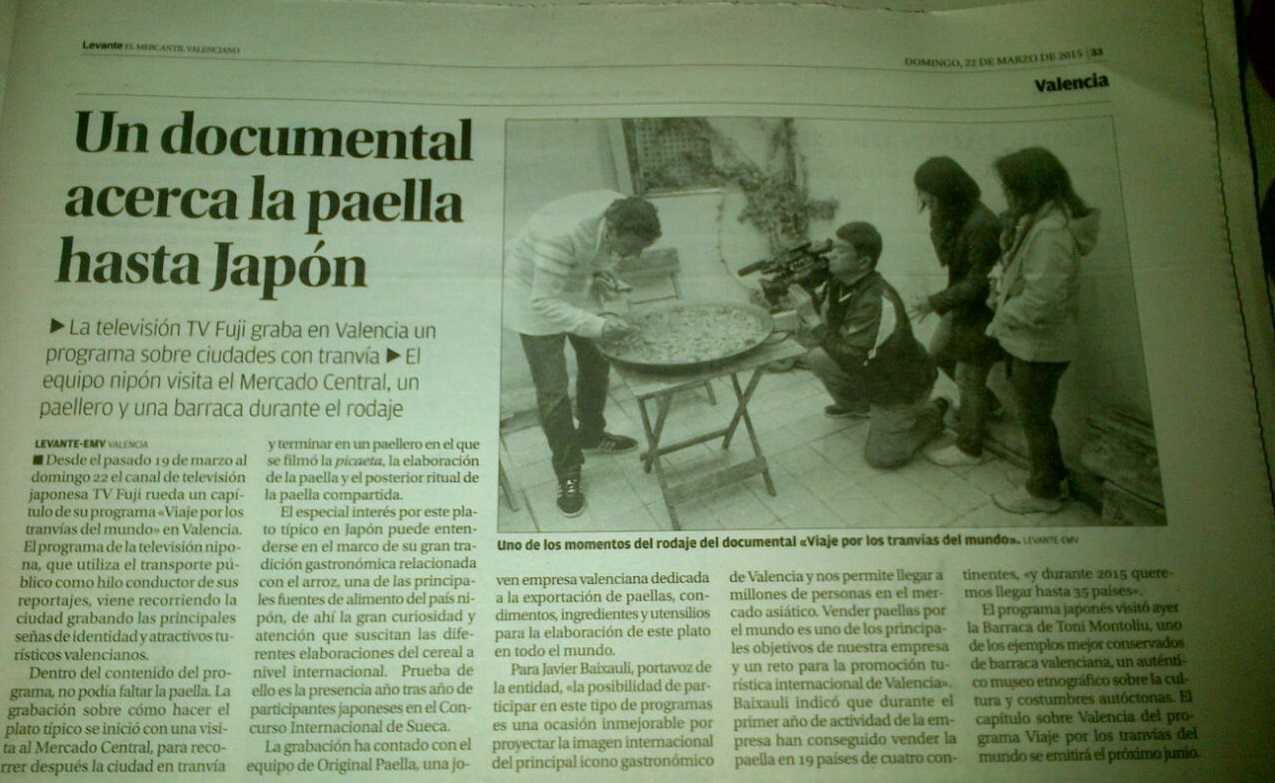 periodico levante 21-03-15 originalpaella.es acerca la paella a Japon