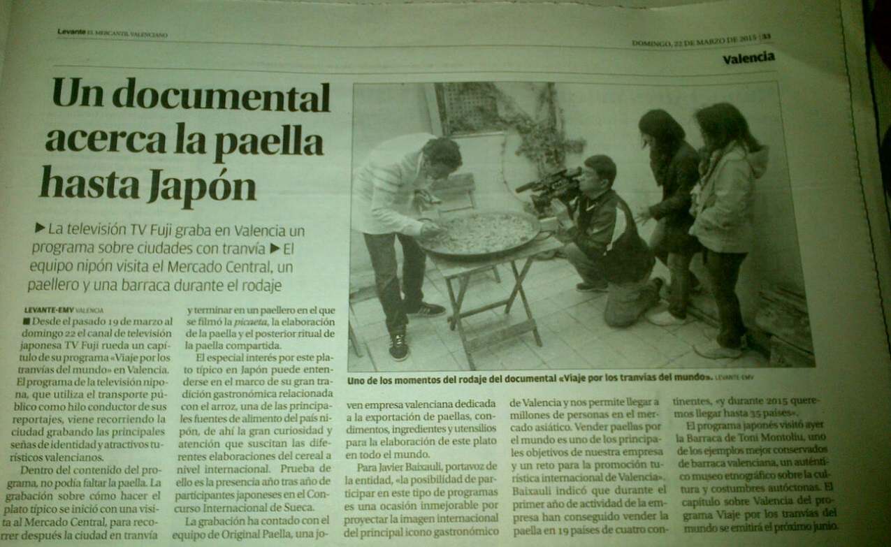 originalpaella.es acerca la paella a Japón periodico levante 21-03-15 originalpaella.es acerca la paella a Japon