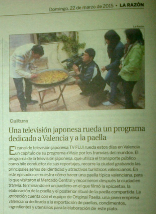 Peridico La Razon 21-03-2015 originalpaella.es acerca la paella a japon