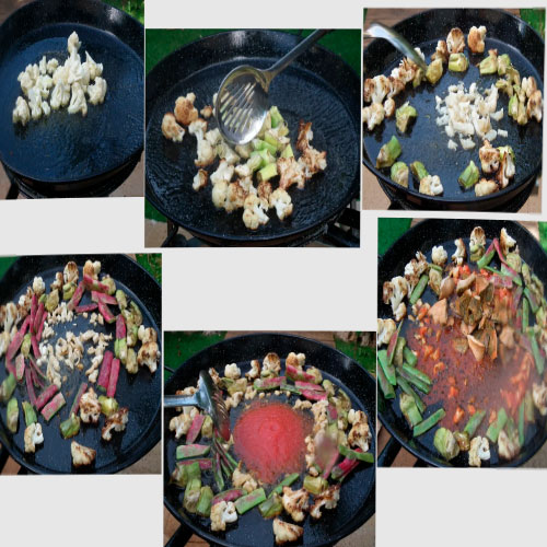 2. - Friendo las verduras y el bacalao