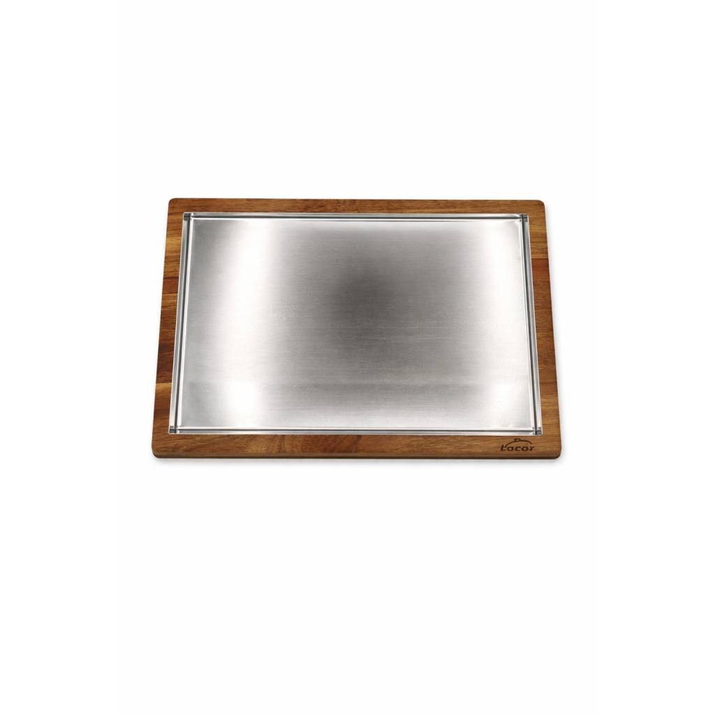 Llauna rectangular con base de madera