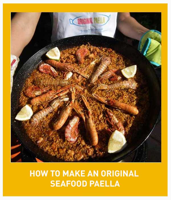 Original seafood Paella Recipe from Valencia step by step with photos, video and pdf download file from Valencia Spain