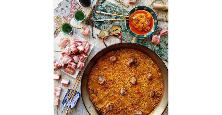 Receta @ricepaella: Arroz de kimchi con costillas de cerdo 