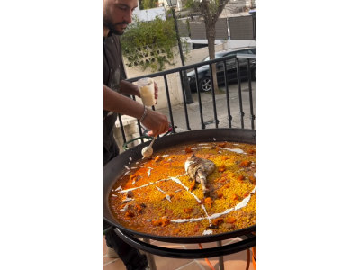 Receta de @laninavalenciana: Arroz de paleta de cordero lechal, boniato al horno y allioli de pera