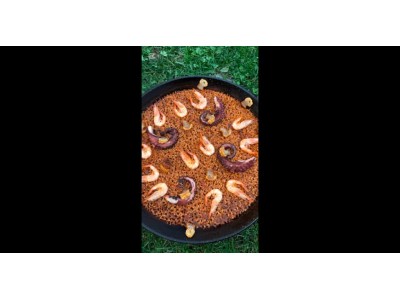 Receta de @cherenayuso: Paella de pulpo, gambas y torreznos