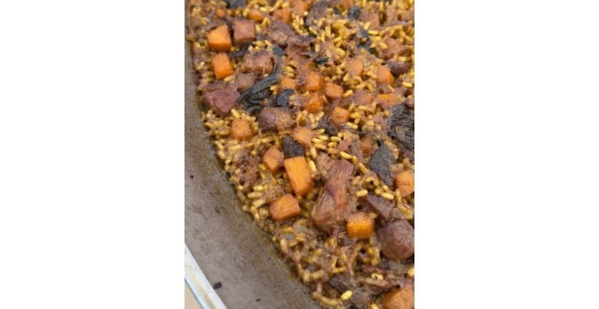Receta de _comeydisfruta_: arroz con secreto ibérico y calabaza