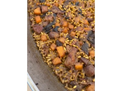 Receta de _comeydisfruta_: arroz con secreto ibérico y calabaza