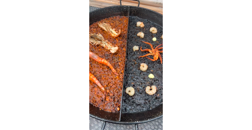 Receta doble de _comeydisfruta_: Arroz de marisco y arroz negro con calamar